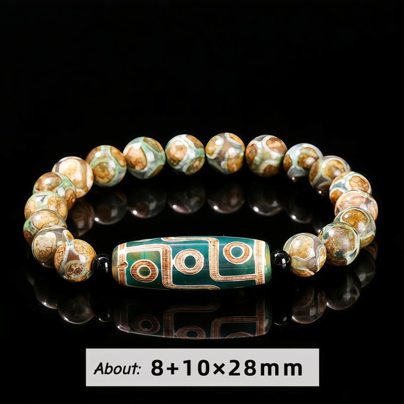 Pulsera Tibetana de Sándalo y Cuenta Dzi de Nueve Ojos para la Abundancia Tibetan Nine-Eye Dzi Bead Sandalwood Wealth Bracelet