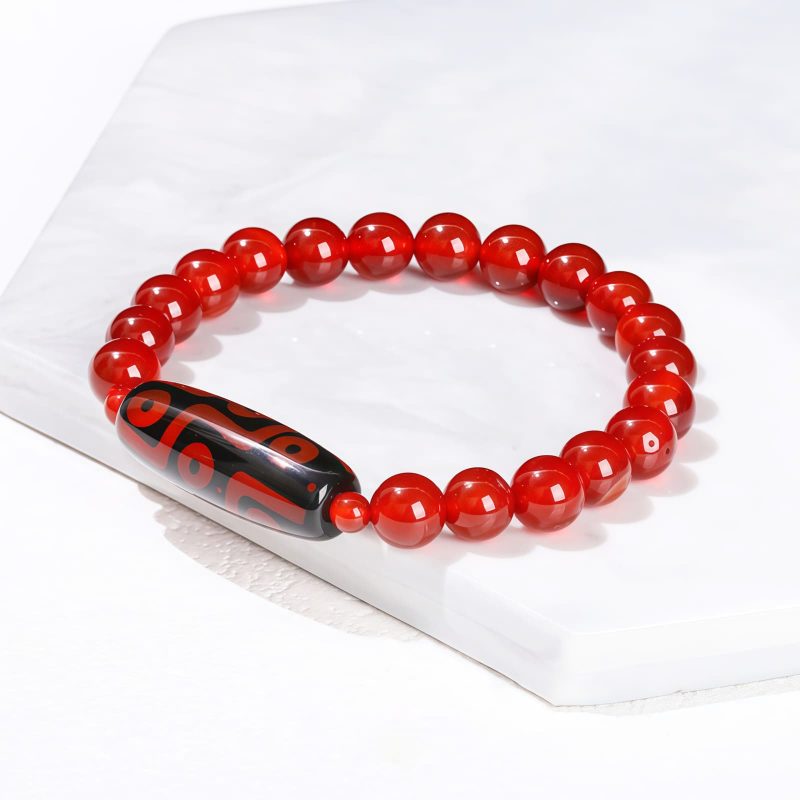 Pulsera Tibetana de Sándalo y Cuenta Dzi de Nueve Ojos para la Abundancia Tibetan Nine-Eye Dzi Bead Sandalwood Wealth Bracelet