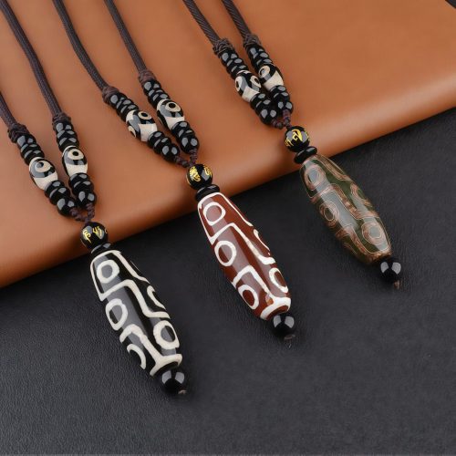 Tibetan Nine-Eye Dzi Bead Wealth Protection Necklace
