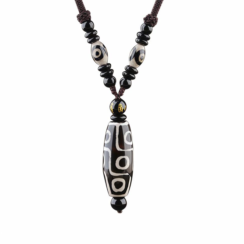 Tibetan Nine-Eye Dzi Bead Wealth Protection Necklace Tibetan Nine-Eye Dzi Bead Wealth Protection Necklace