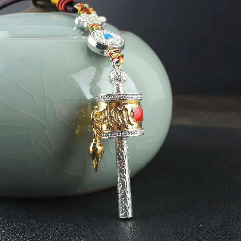 Tibetan Om Mani Padme Hum Prayer Wheel Car Hanging Ornament Tibetan Om Mani Padme Hum Prayer Wheel Car Hanging Ornament