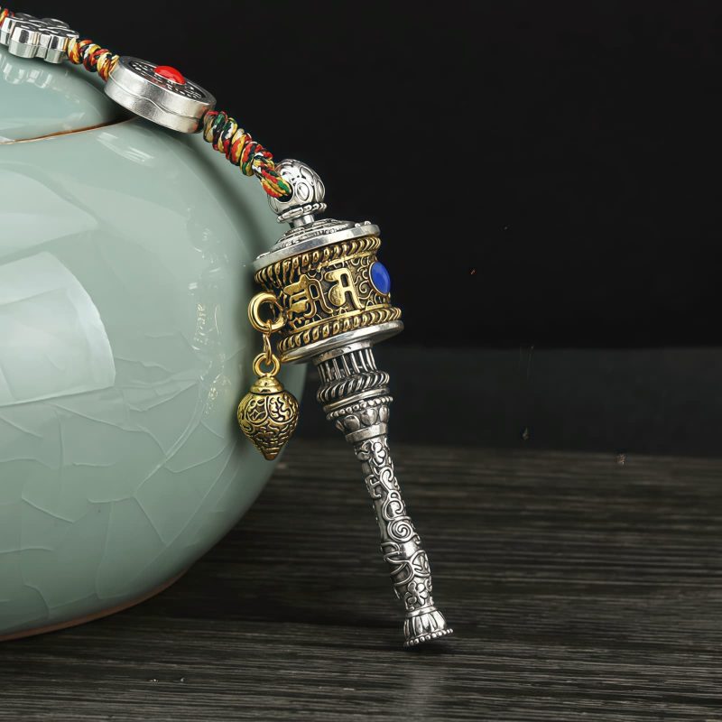 Tibetan Om Mani Padme Hum Prayer Wheel Car Hanging Ornament Tibetan Om Mani Padme Hum Prayer Wheel Car Hanging Ornament
