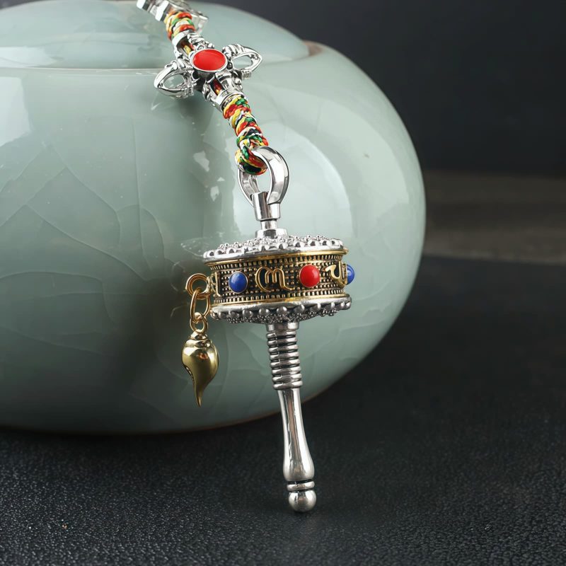 Tibetan Om Mani Padme Hum Prayer Wheel Car Hanging Ornament Tibetan Om Mani Padme Hum Prayer Wheel Car Hanging Ornament