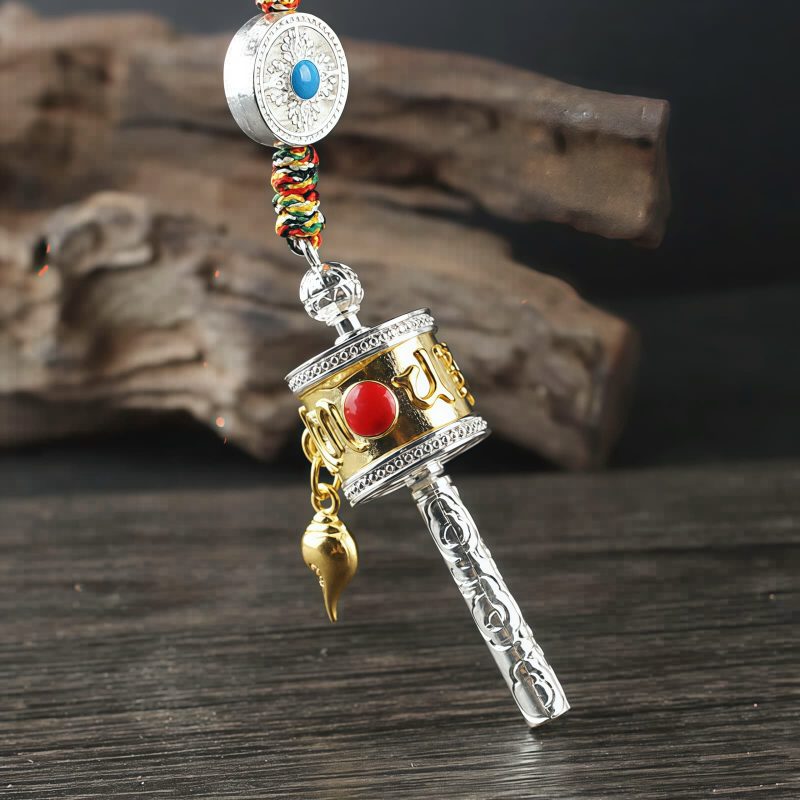 Tibetan Om Mani Padme Hum Prayer Wheel Car Hanging Ornament Tibetan Om Mani Padme Hum Prayer Wheel Car Hanging Ornament