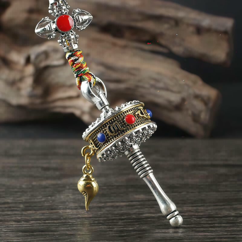 Tibetan Om Mani Padme Hum Prayer Wheel Car Hanging Ornament Tibetan Om Mani Padme Hum Prayer Wheel Car Hanging Ornament