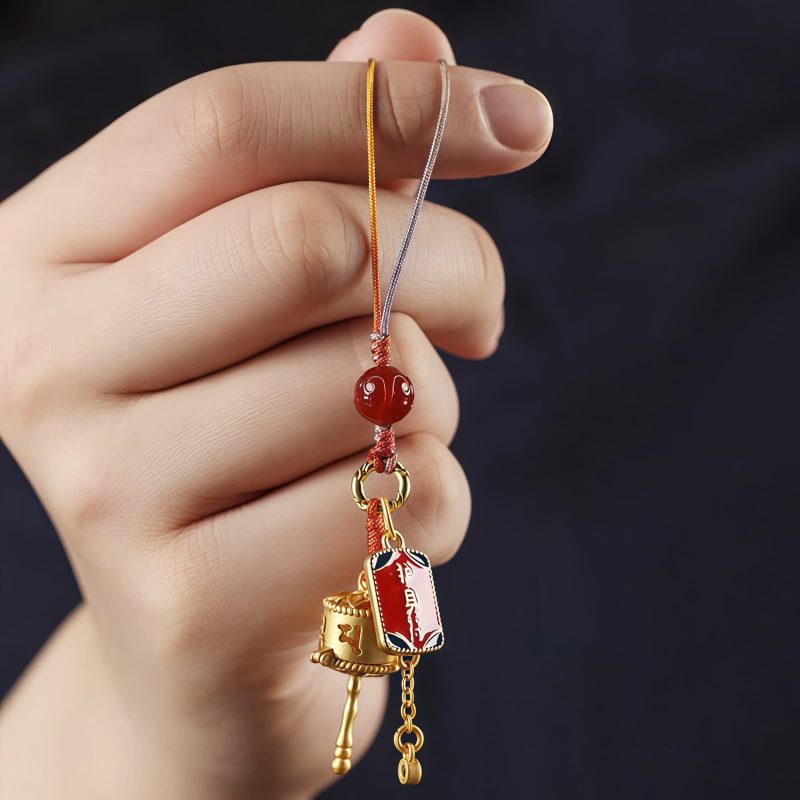 Tibetan Red Agate Om Mani Padme Hum Prayer Wheel Amulet Tibetan Red Agate Om Mani Padme Hum Prayer Wheel Amulet
