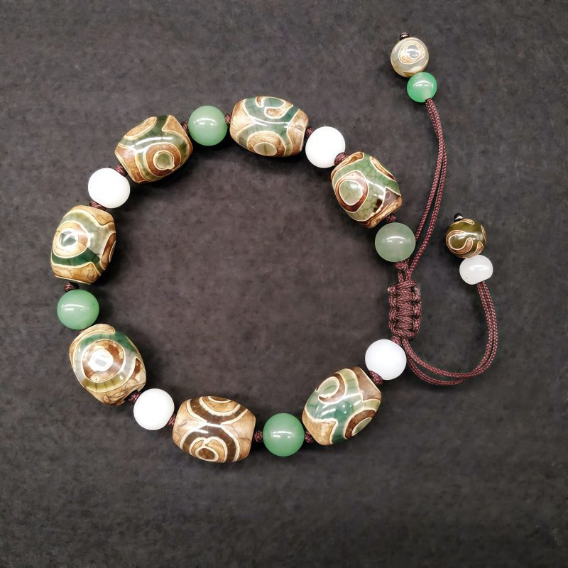 Pulsera Tibetana de Protección con Cuenta Dzi de Tres Ojos Tibetan Three-Eyed Dzi Bead Protection Bracelet