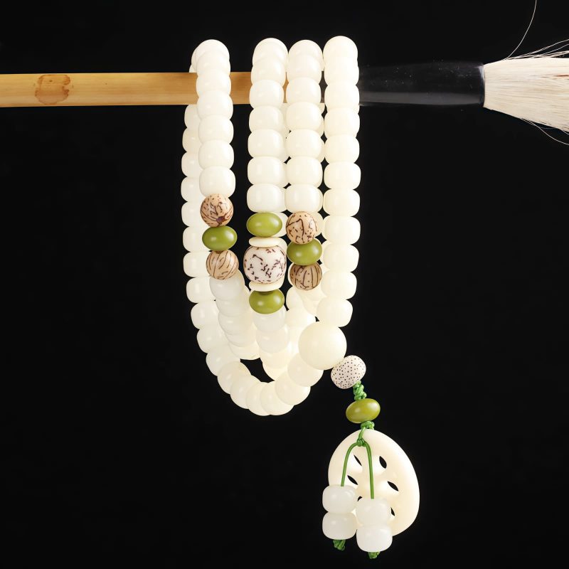 White Bodhi Seed 108 Mala Luck Bracelet White Bodhi Seed 108 Mala Luck Bracelet