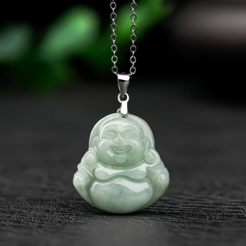 Colgante de Buda sonriente en jade y plata de ley 925 Colgante de Buda sonriente en jade y plata de ley 925