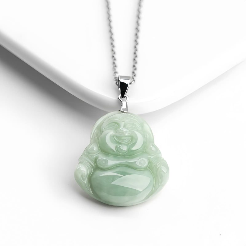 925 Silver Laughing Buddha Jade Pendant Chain Pendant 925 Silver Laughing Buddha Jade Pendant Chain Pendant