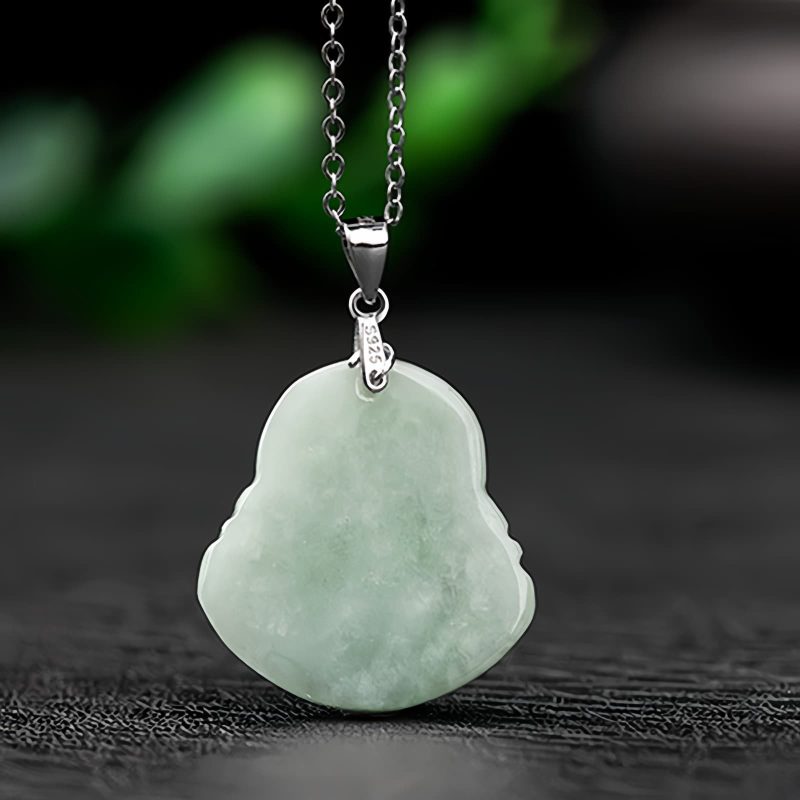 925 Silver Laughing Buddha Jade Pendant Chain Pendant 925 Silver Laughing Buddha Jade Pendant Chain Pendant
