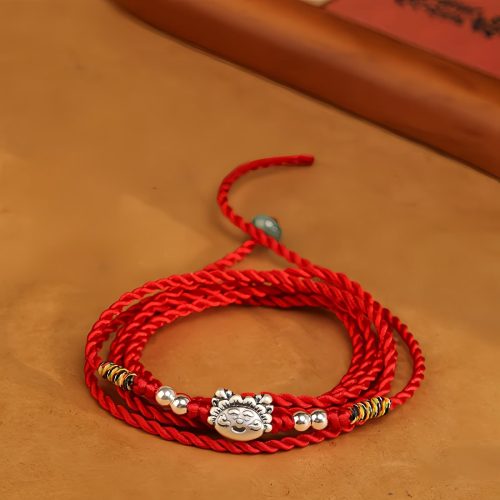Corrente de Cintura em Fio Vermelho com Prata 999 e Bênção Corrente de Cintura em Fio Vermelho com Prata 999 e Bênção