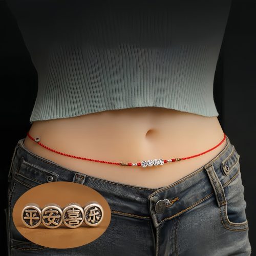 Corrente de Cintura em Fio Vermelho com Prata 999 e Bênção Corrente de Cintura em Fio Vermelho com Prata 999 e Bênção