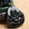 Black Obsidian Buddha Strength Pendant Necklace Black Obsidian Buddha Strength Pendant Necklace