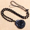 Black Obsidian Buddha Strength Pendant Necklace Black Obsidian Buddha Strength Pendant Necklace