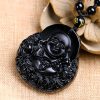 Black Obsidian Buddha Strength Pendant Necklace Black Obsidian Buddha Strength Pendant Necklace