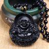 Black Obsidian Buddha Strength Pendant Necklace Black Obsidian Buddha Strength Pendant Necklace