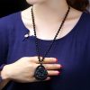 Black Obsidian Buddha Strength Pendant Necklace Black Obsidian Buddha Strength Pendant Necklace