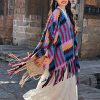 Candy Color Braided Tibetan Tassel Shawl Candy Color Braided Tibetan Tassel Shawl