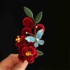 Chinese Blue Butterfly Red Flower Hairpin Chinese Blue Butterfly Red Flower Hairpin