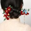 Chinese Blue Butterfly Red Flower Hairpin Chinese Blue Butterfly Red Flower Hairpin