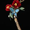 Chinese Blue Butterfly Red Flower Hairpin Chinese Blue Butterfly Red Flower Hairpin
