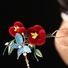 Chinese Blue Butterfly Red Flower Hairpin Chinese Blue Butterfly Red Flower Hairpin