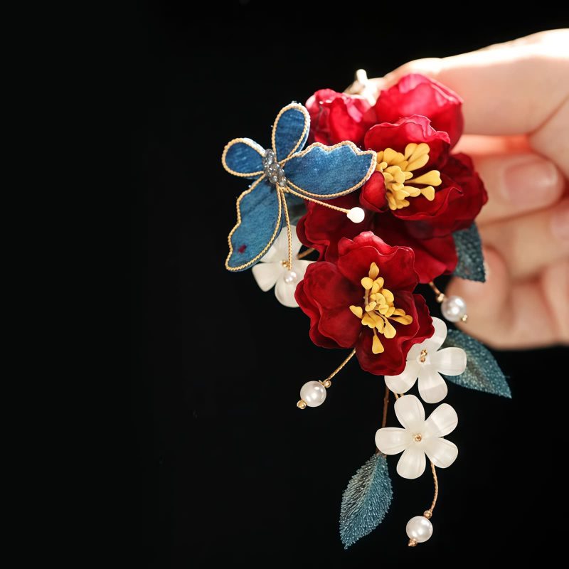 Chinese Style Handmade Red Camellia Hair Clip Chinese Style Handmade Red Camellia Hair Clip