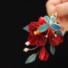 Chinese Style Handmade Red Camellia Hair Clip Chinese Style Handmade Red Camellia Hair Clip