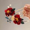 Chinese Style Handmade Red Camellia Hair Clip Chinese Style Handmade Red Camellia Hair Clip