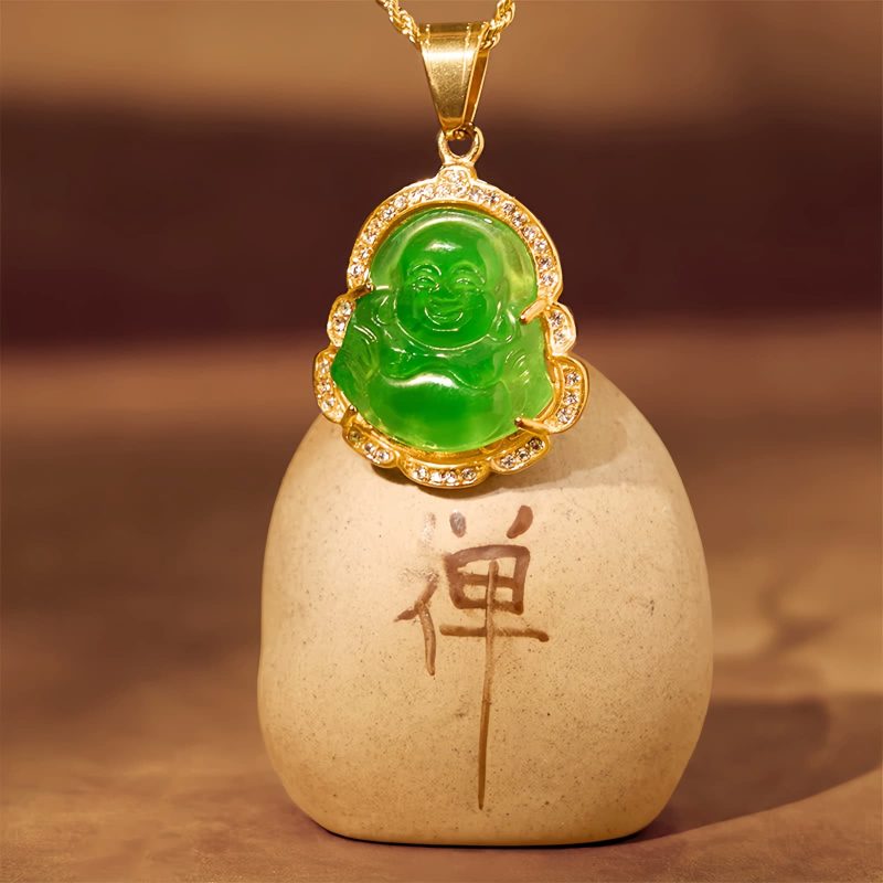 Gold-Filled Laughing Buddha Jade Necklace Gold-Filled Laughing Buddha Jade Necklace