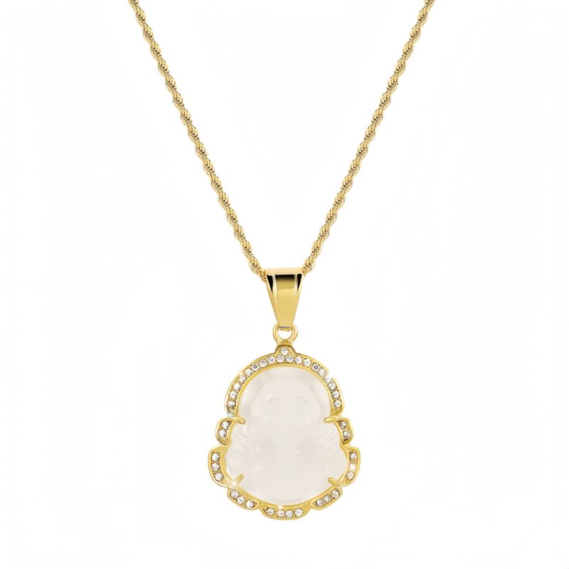 Gold-Filled Laughing Buddha Jade Necklace Gold-Filled Laughing Buddha Jade Necklace