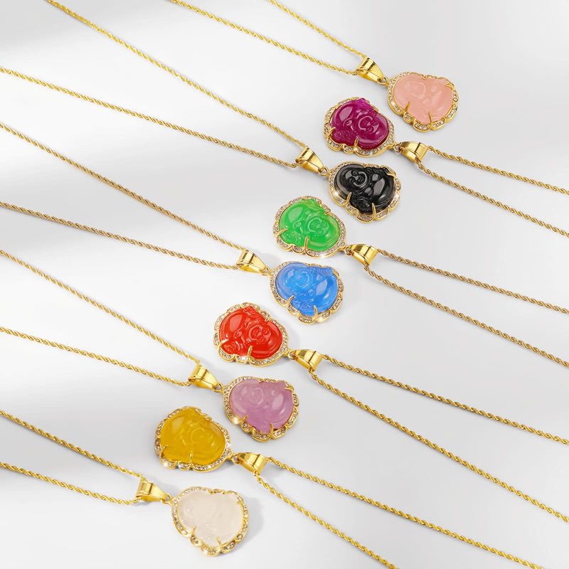 Gold-Filled Laughing Buddha Jade Necklace Gold-Filled Laughing Buddha Jade Necklace