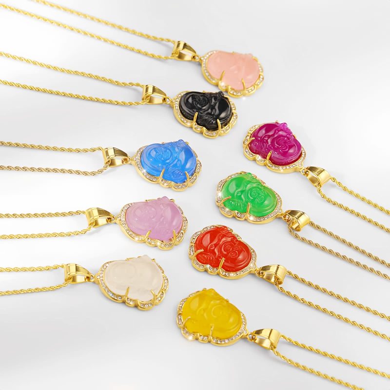 Gold-Filled Laughing Buddha Jade Necklace Gold-Filled Laughing Buddha Jade Necklace