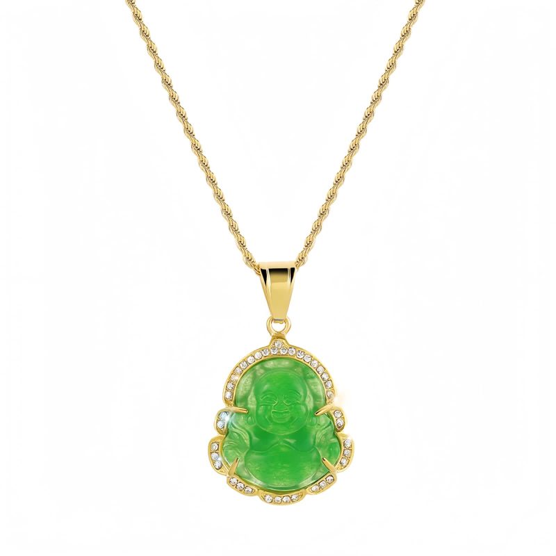 Gold-Filled Laughing Buddha Jade Necklace Gold-Filled Laughing Buddha Jade Necklace