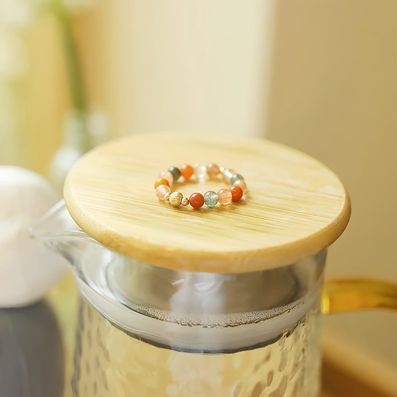 14k Gold Plated Fu Lu Shou Peach Moonstone Ring 14k Gold Plated Fu Lu Shou Peach Moonstone Ring