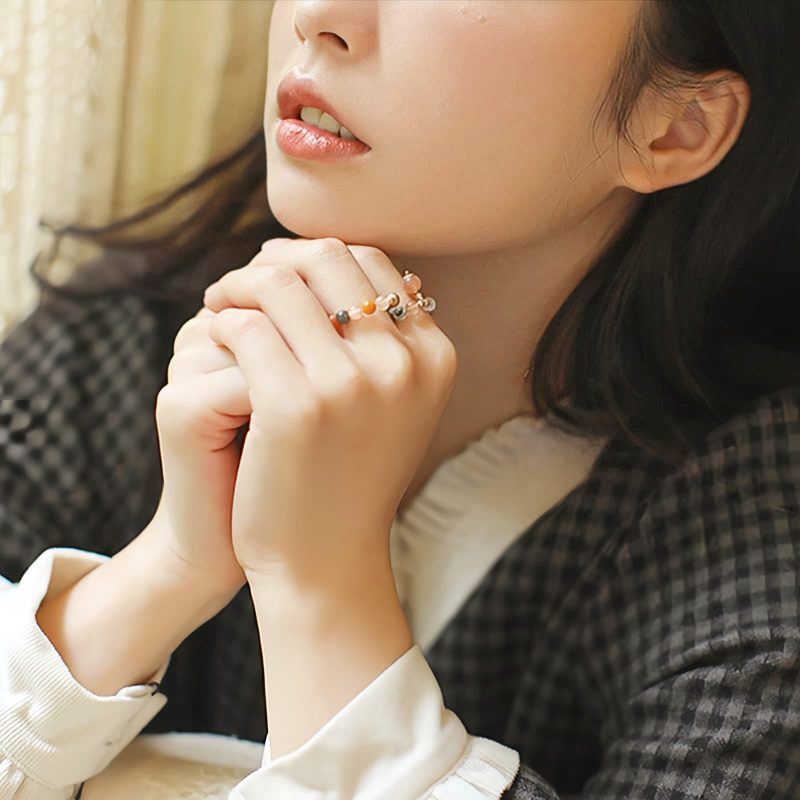 14k Gold Plated Fu Lu Shou Peach Moonstone Ring 14k Gold Plated Fu Lu Shou Peach Moonstone Ring