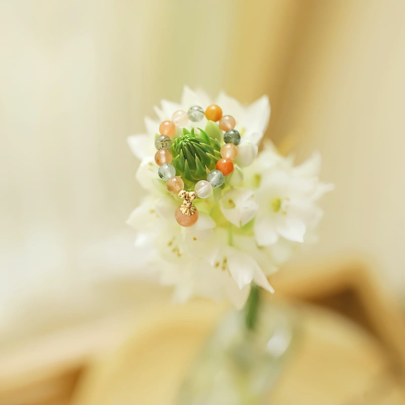 14k Gold Plated Fu Lu Shou Peach Moonstone Ring 14k Gold Plated Fu Lu Shou Peach Moonstone Ring