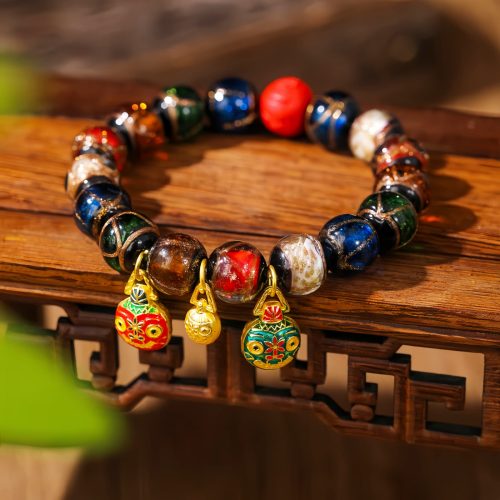 Gold Swallowing Beast Colorful Cinnabar Bracelet Gold Swallowing Beast Colorful Cinnabar Bracelet