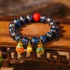 Pulsera de Cinabrio Multicolor de la Bestia Devoradora de Oro Gold Swallowing Beast Colorful Cinnabar Bracelet