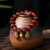 Pulsera de Cinabrio Multicolor de la Bestia Devoradora de Oro Gold Swallowing Beast Colorful Cinnabar Bracelet