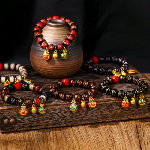 Gold Swallowing Beast Colorful Cinnabar Bracelet