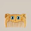 Kamm aus grünem Sandelholz mit Katzenmotiv Green Sandalwood Cat Pattern Comb
