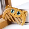 Kamm aus grünem Sandelholz mit Katzenmotiv Green Sandalwood Cat Pattern Comb
