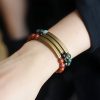 Moss Agate Red Jasper Black Obsidian Copper Couple Bracelet