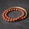 Moss Agate Red Jasper Black Obsidian Copper Couple Bracelet