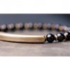Moss Agate Red Jasper Black Obsidian Copper Couple Bracelet