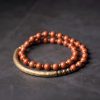 Moss Agate Red Jasper Black Obsidian Copper Couple Bracelet