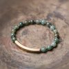 Moss Agate Red Jasper Black Obsidian Copper Couple Bracelet