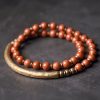 Moss Agate Red Jasper Black Obsidian Copper Couple Bracelet